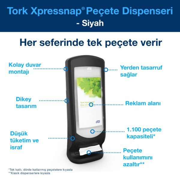 272211 Tork Xpressnap® Peçete Dispenseri Yüksek Kapasiteli Siyah - Görsel 4